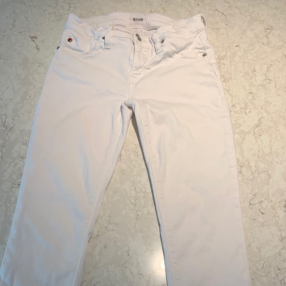 Hudson, white Krista ankle super skinny